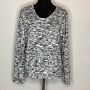 Monrow black white marled knit sweater top size Large